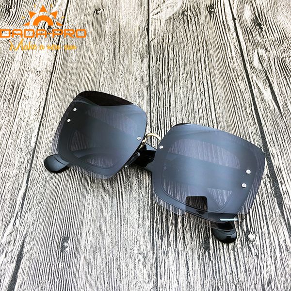 

wholesale- 2017 dada-pro brand designer luxury italy square sunglasses women diamond bling rimless oversized unique lunette de soleil femme, White;black