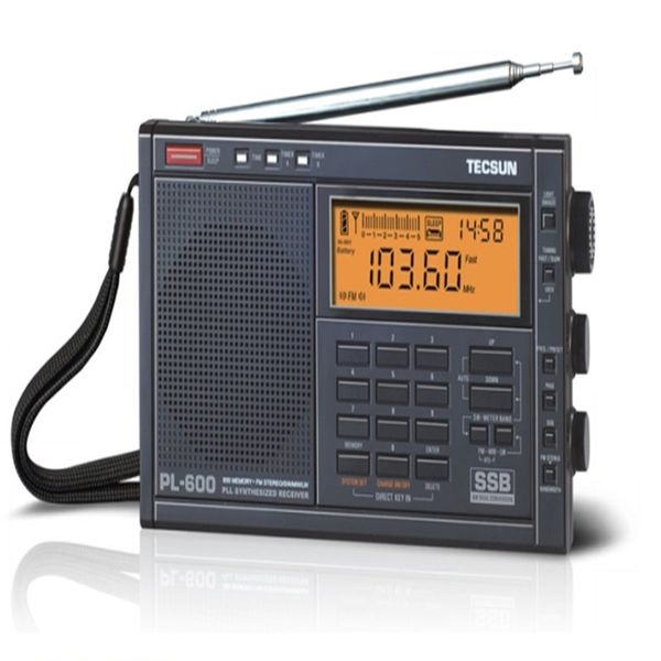 Freeshipping PL-600 полный диапазон стерео цифровой тюнер AM/FM / LW / SW SSB коротковолнового радио встроенный с часами