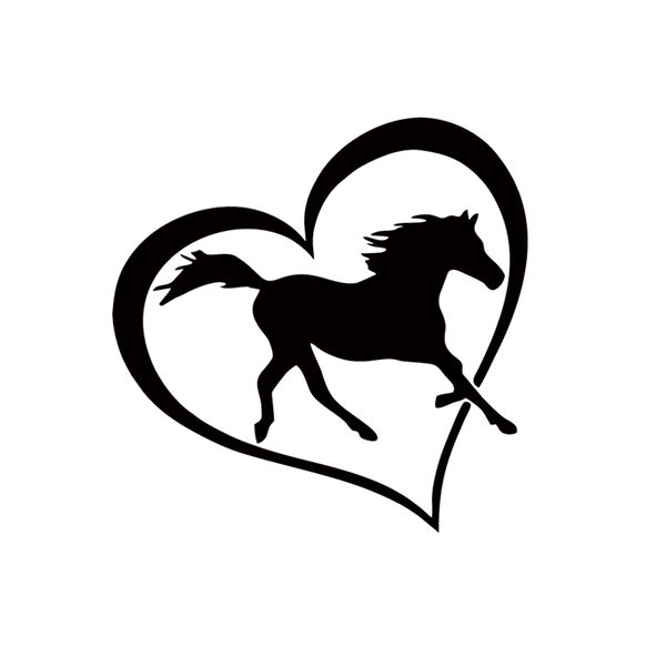 

car stying horse heart vinyl decal sticker car window bumper wall love symbol pony jdm