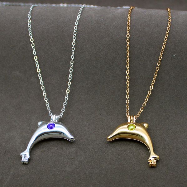 

fashion marine animals dolphin pendants diy can be to open small box cage wholesale women charm silver pendants, Bronze;silver