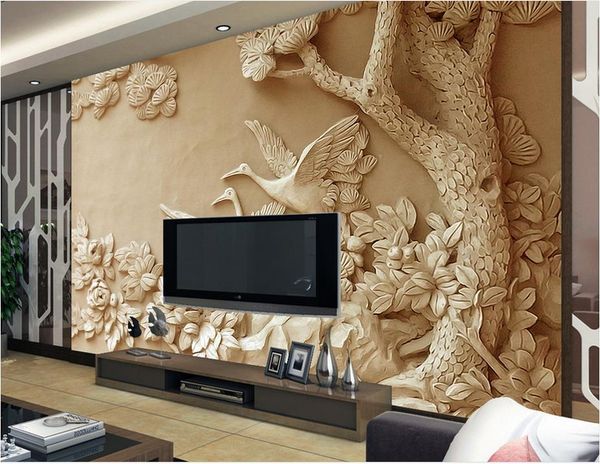 Acquista Carta Da Parati In Tessuto Non Tessuto Di Lusso Personalizzato 3d Murales In Rilievo Sfondi Alberi Sfondi 3d Sfondi La Carta Da Parati