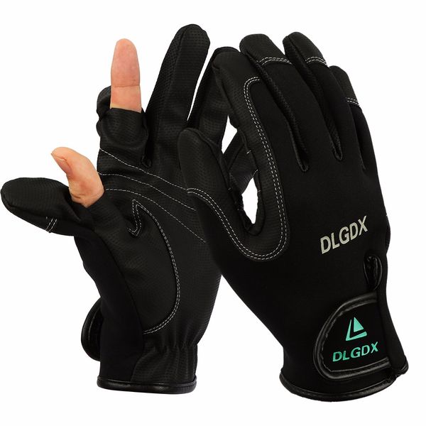 

waterproof cloth non-slip glove fingerless for fishing men neoprene autumn winter outdoor sport pgraph glove black blue l xl