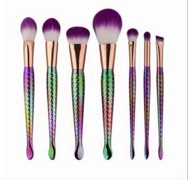 

dhl 7pcs/set explosion mermaid high-end make-up brush set beauty tools