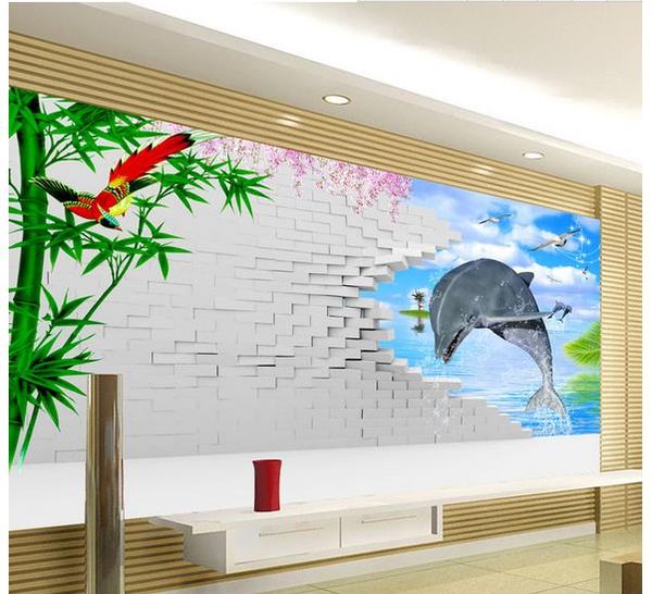 

классический домашний декор дельфин 3d росписи 3d обои 3d обои для тв фоне