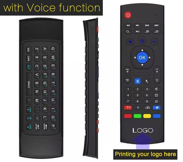 

1pcs custom made mx3 x3 t2 w/microphone mini 2.4ghz wireless gyroscope keyboard air mouse remote g-sensor gyroscope for stb android tv box