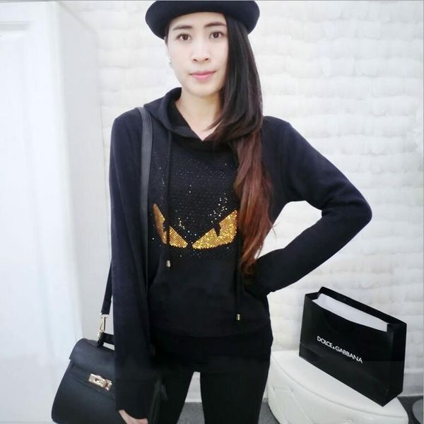 

Маленький монстр желтые глаза печати женщины толстовки 2016 новая осень мужчины ко