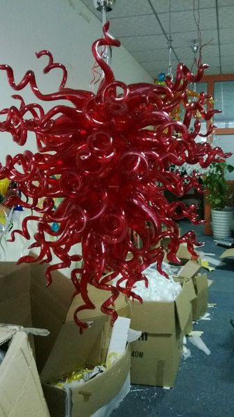 

100% handmade blown glass modern art chandelier red murano glass villa l decor chandelier with ce ul certificate