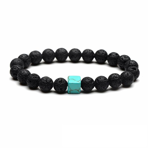 

мода натуральный черный лавовый камень браслет квадратный бирюзовая лава ароматерапия эфирное масло диффузор браслет для женщин мужчин, Golden;silver