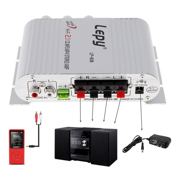 

MP3 Stereo Silver Цвет Lepy 12V Мини Привет-Fi усилитель Booster Радио для автомобилей мотоциклов