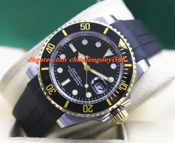 

fashion luxury rubber bracelet 116613 & ss black ceramic bezel mint 40mm automatic movement men watches new arrival, Slivery;brown