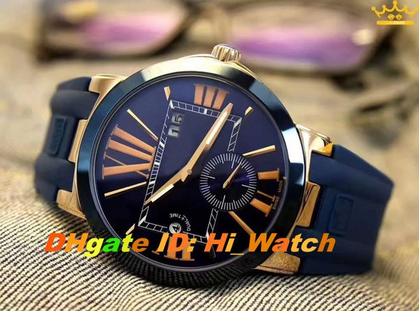 

new 6 styles 43mm rose gold executive 246-00-3/42 automatic blue dial mens watch blue rubber strap watches hi_watch un-a110c3, Slivery;brown