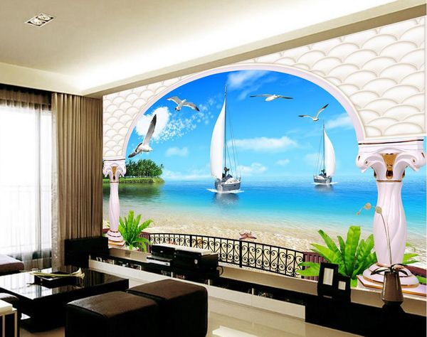 

sea villa landscape backdrop mural 3d wallpaper 3d wall papers for tv backdrop