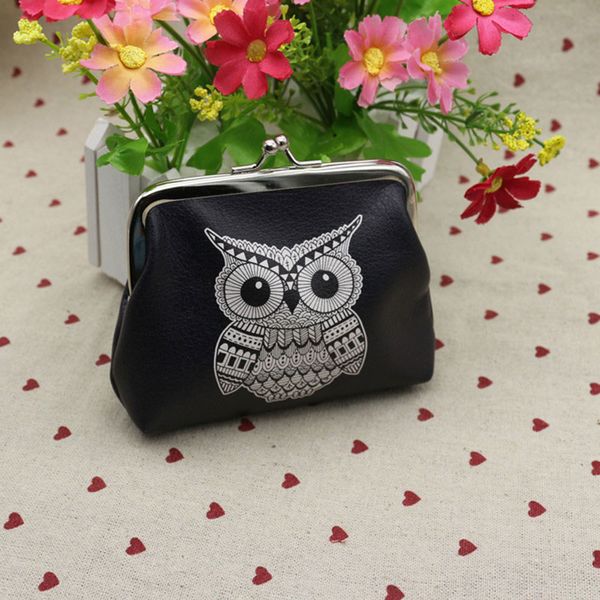 

wholesale- dreamshining womens owl pattern coin purse lady change purse patent leather coin wallet female money bag wallet, Red;black