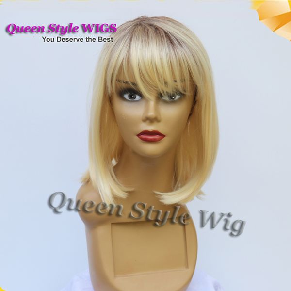 New Arrival Short Bob Cut Hairstyle Wig Synthetic Dark Roots Ombre