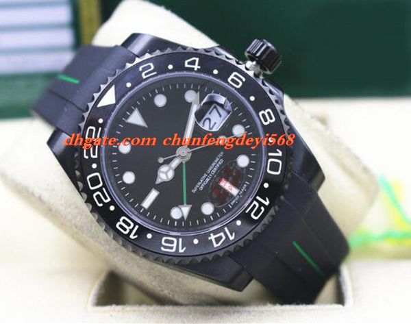 

fashion luxury 116710 mens rubber bracelet ceramic pvd coating black bezel & dial 40mm automatic movement men watches new arrival, Slivery;brown