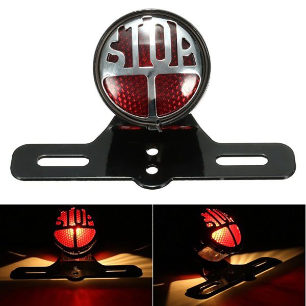 

Motorcycle Rear Side Mount Tail Light with License Plate Bracket For Bobber Cafe