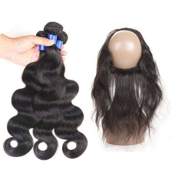 

Brazilian Human Hair Pre Plucked 360 Frontal with Bundles Body Wave Human Hair Brazilian Bundles with Closure 360 Lace Frontal with Bundles