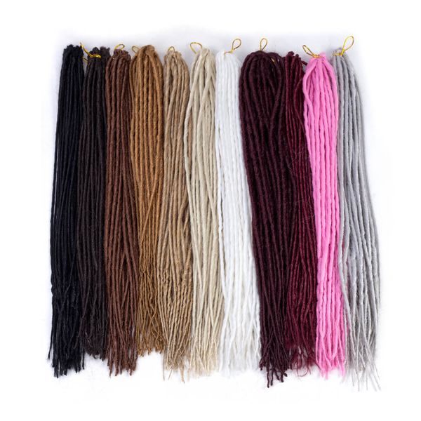 

mtmei hair crochet braids dreadlock extensions synthetic hair for men or women 24 inch light weight 24strands/pack braiding hair, Black