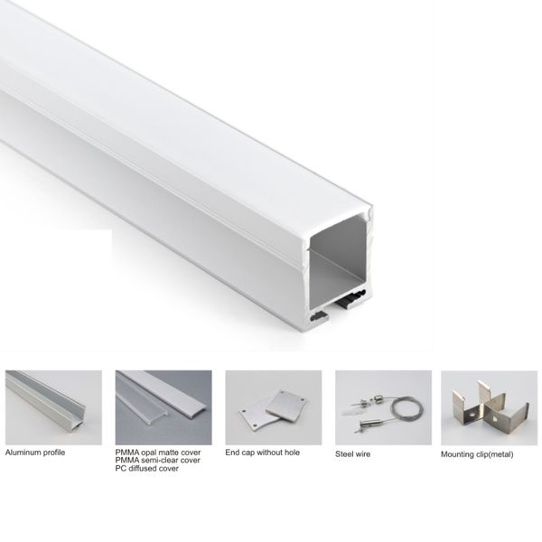 10 X 1 M set / lotto Striscia led con profilo in alluminio estruso e canale con profilo led a forma di U per luci da incasso a soffitto o a sospensione