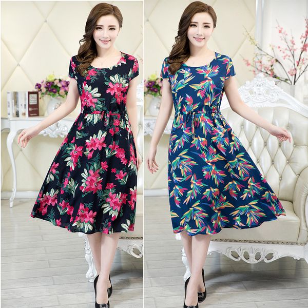 

wholesale- 2016 women clothing vestidos medium-long casual dress short-sleeve o-neck loose vestido plus size female summer style dresses, White;black