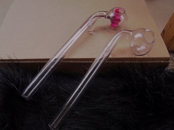 

14cm Curved Glass Oil burners Glass Bong Water Pipes with different colored glass balancer for smoking G8
