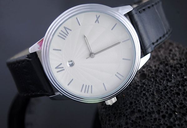 

good calendar popular rmani quartz 3569-2 men's leather strap wrist date watch brand logo with qgvhf, Slivery;brown