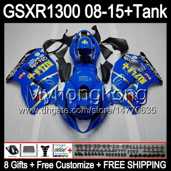 RIZLA blu 8 regali per SUZUKI Hayabusa GSXR1300 08 15 GSXR-1300 14MY22 GSXR 1300 GSX R1300 08 09 10 11 12 13 14 15 TOP Kit carenatura blu RIZLA