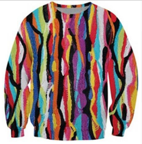 

новая мода женщины / мужчины красочные harauku стиль смешные 3d печатных crewneck кофты толстовки k16, Black
