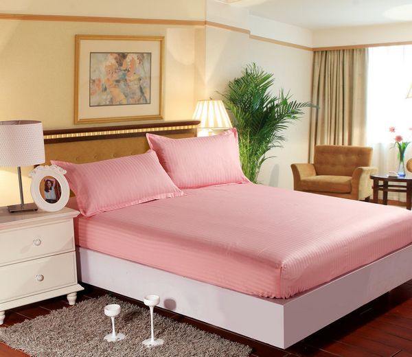 

wholesale- l 300tc cotton damask stripe sheet set 3pcs(1pcs fitted sheet+2pcs pillow cover)100% cotton solid single double  king