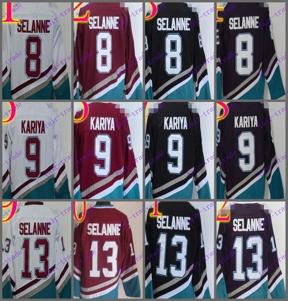 

Cord Anaheim Ducks #8 Teemu Selanne/9 Paul Kariya/13 Teemu Selanne White Purple Black Red CCM Hockey Jersey Stitched Mix Order