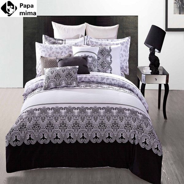 

wholesale- black and white bedding sets 4pcs 100% cotton duvet bed quilt covers comforters bedclothes for king  full size sheet