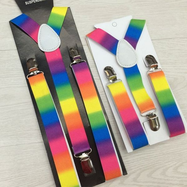 

wholesale- 2pcs colorful boy men y-back suspenders child elastic adjustable clip-on braces p59, Black;white