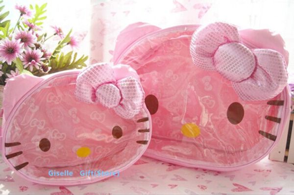 

wholesale- big 22*29*9.5cm kawaii pu hello kitty lady's handbag big cosmetics bag & holder pouch sanitary storage bag box container