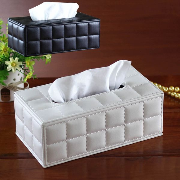 

wholesale- facial tissue box cover pu leather home office l car rectangle container towel napkin tissue serviette en papier case holder