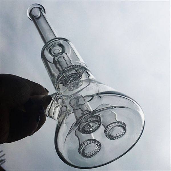 Bong Dab Rig Bong in vetro Bubbles Oil Rigs Cancella quattro filtri all'interno di doppi strati pipa con chiodo in ceramica Heady Hitman