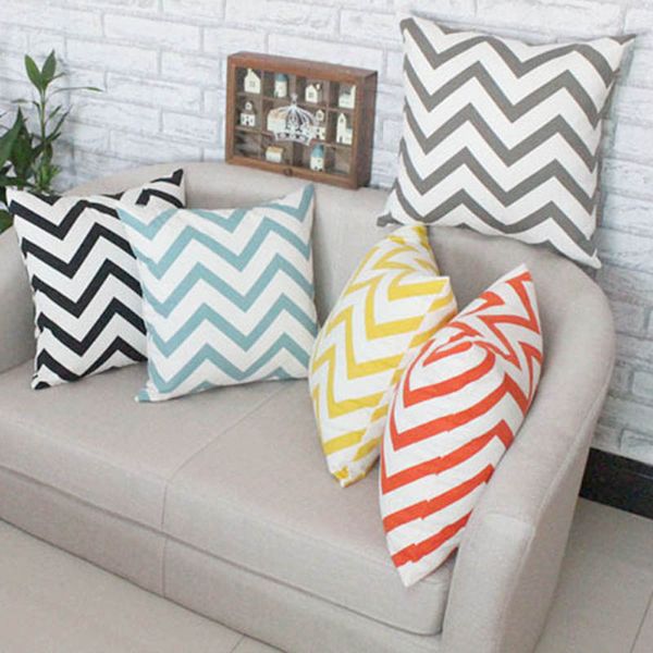 

wholesale- new home bed decorative throw pillow case cover square waved stripe