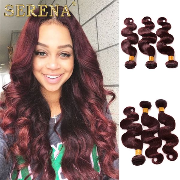 3 Bundles 99j Burgundy Red Dark 8a Indian Ombre Hair Weave Bundles