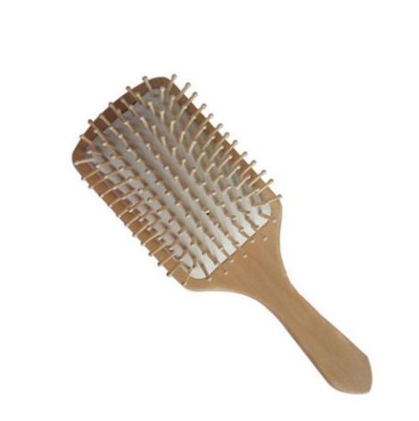 

2018 hair care wooden spa massage comb wooden paddle pointed handle teeth hair brush antistatic cushion comb, Silver