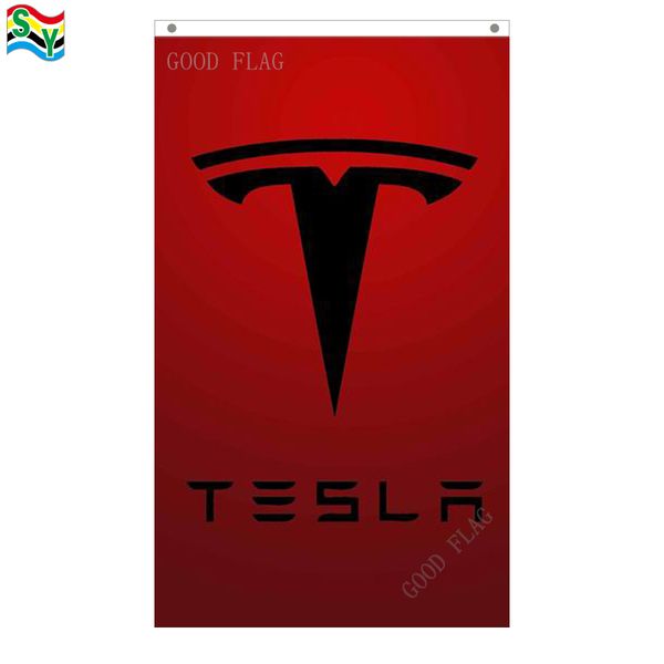 

goodflag tesla car flags banner 3x5 ft 90*150cm polyster outdoor flag