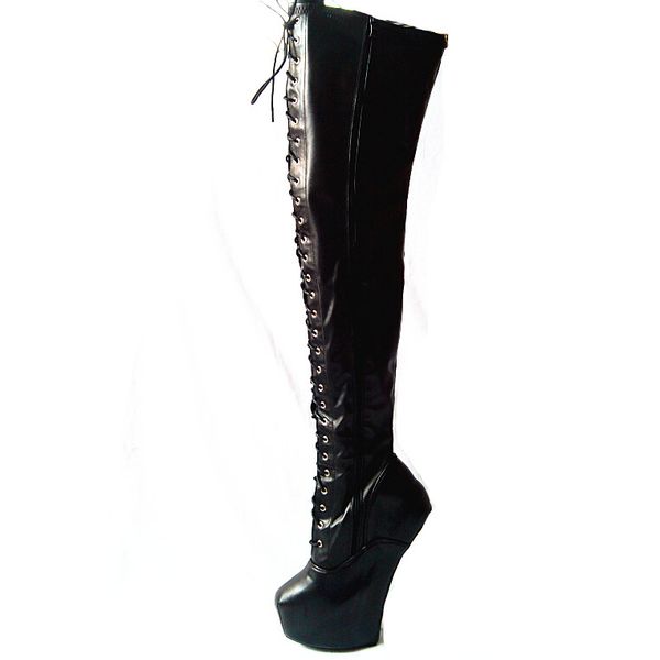 20 cm hohe Sex-Stiefel, PU-Plattform, Hufabsätze, Overknee-Stiefel, US-Größe 6–14, Nr. 13667