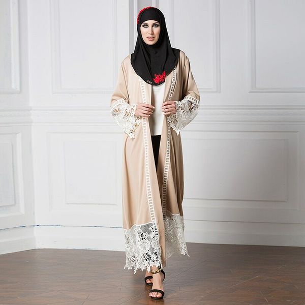 

factory price muslim women patchwork lace abaya dress s-5xl islamic women long sleeved evening party dress, Red