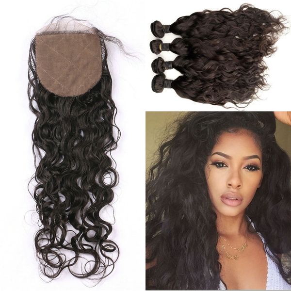 

Vietname e human hair weave with clo ure natural color wet and wavy virgin hair bundle with ilk ba e clo ure 5pc lot fd hine