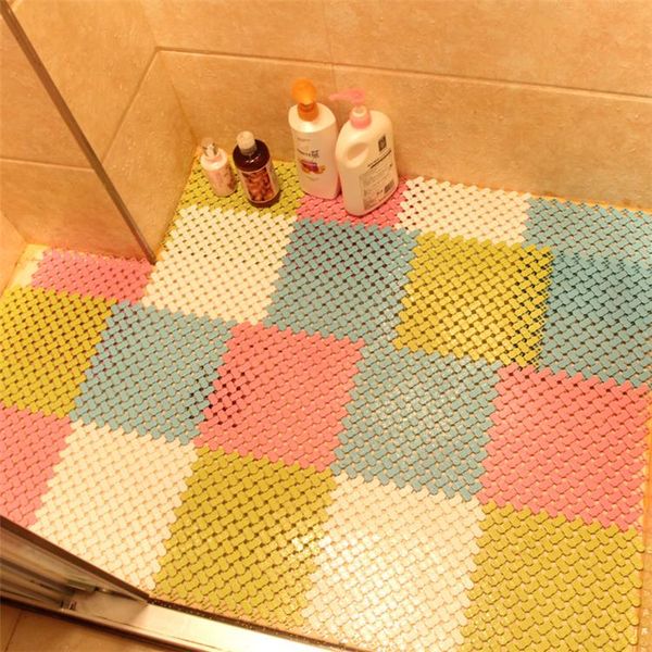 

wholesale- new removable bathroom non-slip pad pvc mat bath shower tub bathing rug bathroom mosaic splice puzzle pad