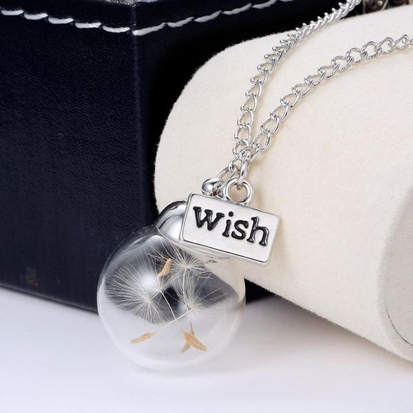 Wish ожерелья Семена одуванчика в стеклянном шаре ожерелье подвески с 18-дюймовой цепочкой женская мода ювелирные изделия подарок