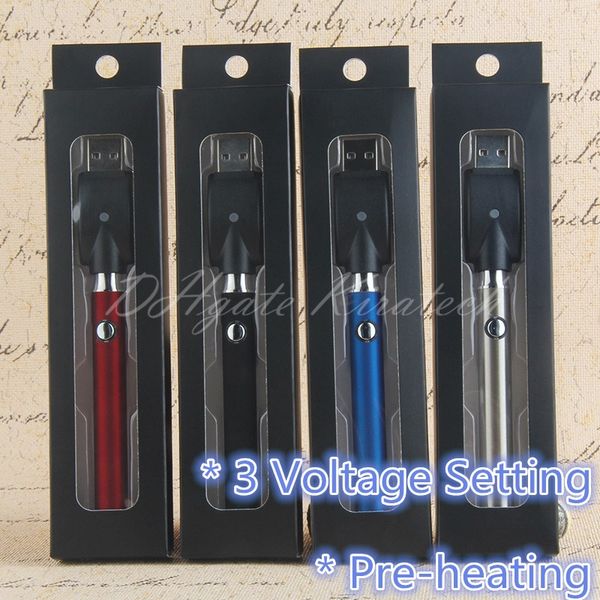 

510 Vaping Preheating VV battery vape pen pre-heat 510 ecig vaporizer 3 voltage setting for a3 ce3 v5 v6 ceramic coil cartridges vapes