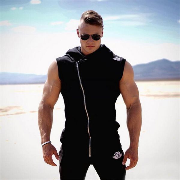

2017 cotton hoodie body engineers fitness clothes tees shirt bodybuilding tank men brand clothing exercise vest jackets, Black;white