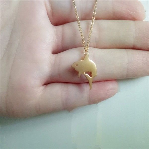 

10pcs_dropshipping vintage lieveling nieuwe collectie trendy modus-sieraden shark ketting grote witte haai for a vrouwen meisjes, Silver