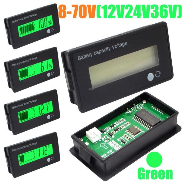 Freeshipping 5 pz/lotto 12 V 24 V 36 V 48 V LCD Acido Al Piombo Indicatore di Capacità Della Batteria Al Litio Voltmetro Digitale Tester di Tensione