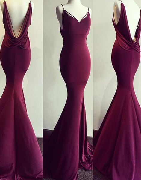 

morden real p burgundy evening dresses open back ruched stretch elastic satin sweetheart mermaid prom gowns custom made, Black;red