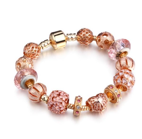 

Fashion Rose Gold Plated 925 Silver Austrian Crystal Charms Beads European Charm Beads Crystal Ball Pendant Fits Pandora Diy Charm bracelets
